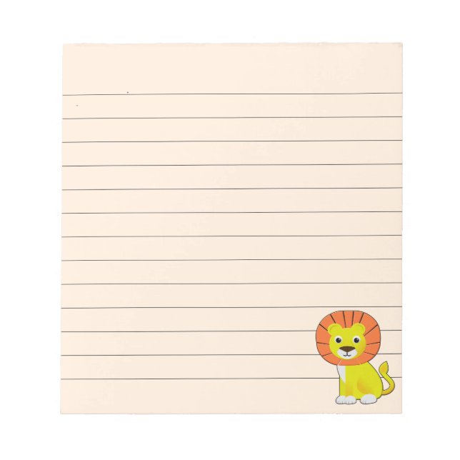 Cute Cartoon Baby Lion Lined Notepad (Front)
