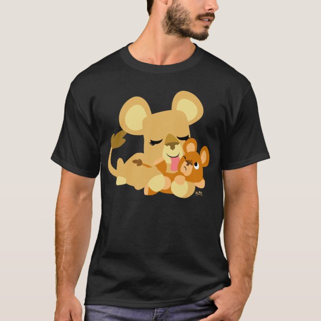 Cute Cartoon Baby Lion's Bath T-Shirt (Front)