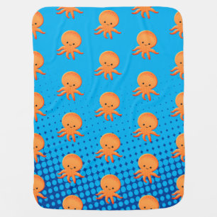 Cute Cartoon Baby Octopus Blue Ocean Blanket