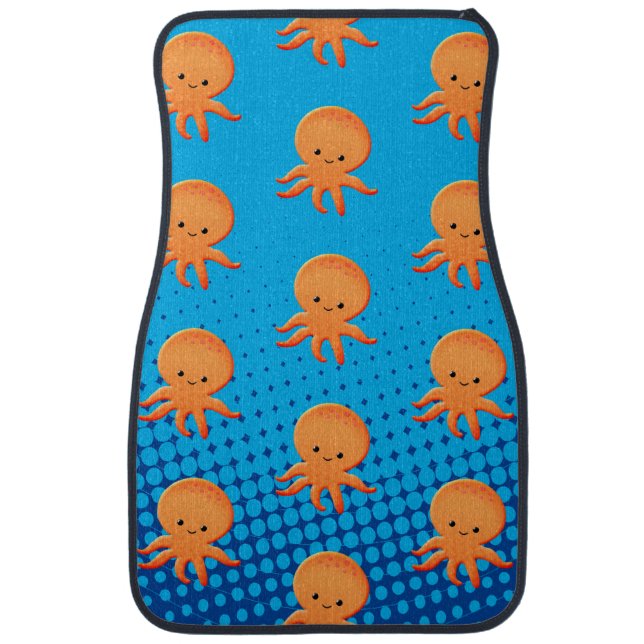 Cute Cartoon Baby Octopus Blue Ocean Car Floor Mat (Front)