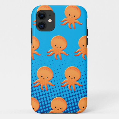 Cute Cartoon Baby Octopus Blue Ocean iPhone 11 Case