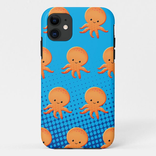 Cute Cartoon Baby Octopus Blue Ocean Case-Mate iPhone Case (Back)