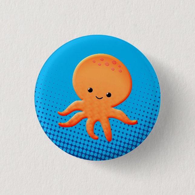 Cute Cartoon Baby Octopus Button (Front)