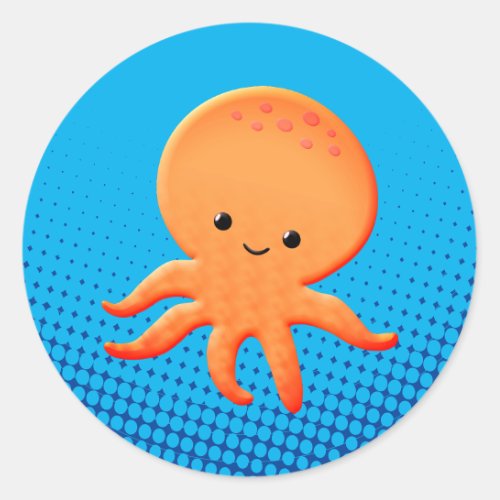 Cute Cartoon Baby Octopus Classic Round Sticker