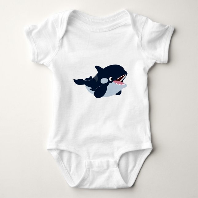 Cute Cartoon Baby Orca Baby Bodysuit (Front)