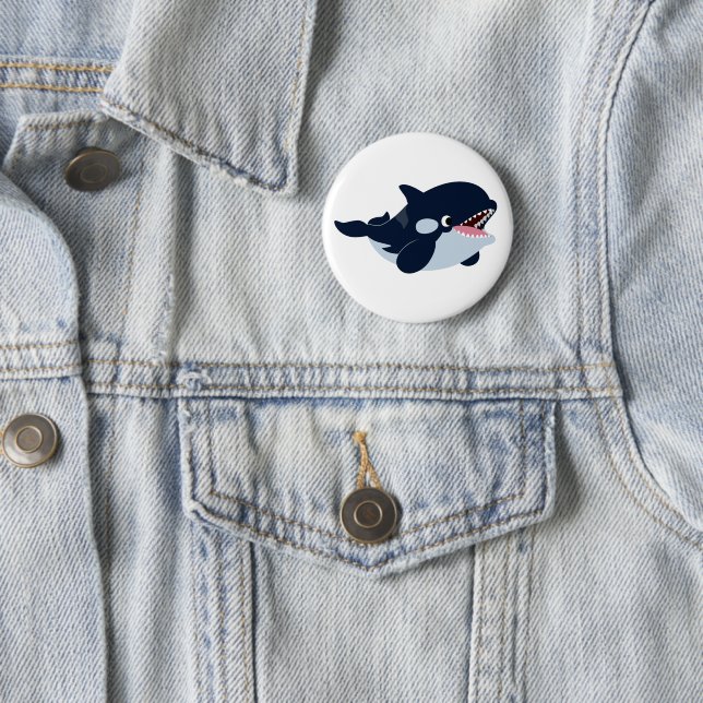 Cute Cartoon Baby Orca Button (In Situ)