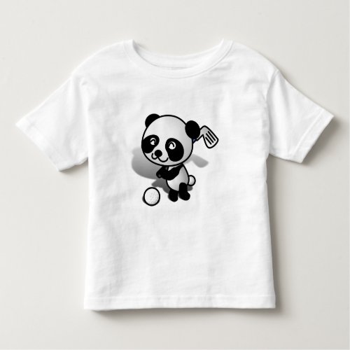 Cute Cartoon Baby Panda Bear Golfing Toddler T_shirt