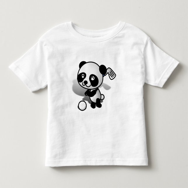 Cute Cartoon Baby Panda Bear Golfing Toddler T-shirt (Front)