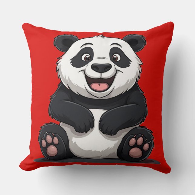 Cute Cartoon Baby Panda Throw Pillow (Front)