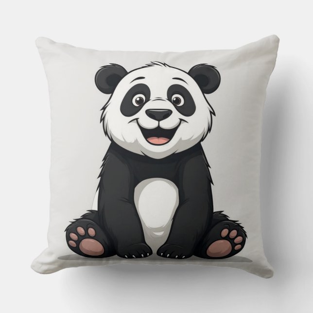 Cute Cartoon Baby Panda Throw Pillow (Front)