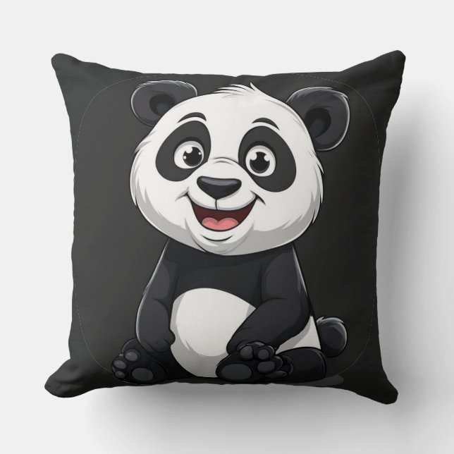 Cute Cartoon Baby Panda Throw Pillow (Front)