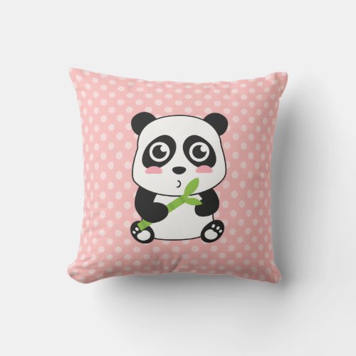 Cute Cartoon Baby Panda Throw Pillow