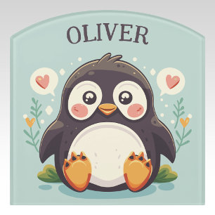 Cute Cartoon Baby Penguin Door Sign