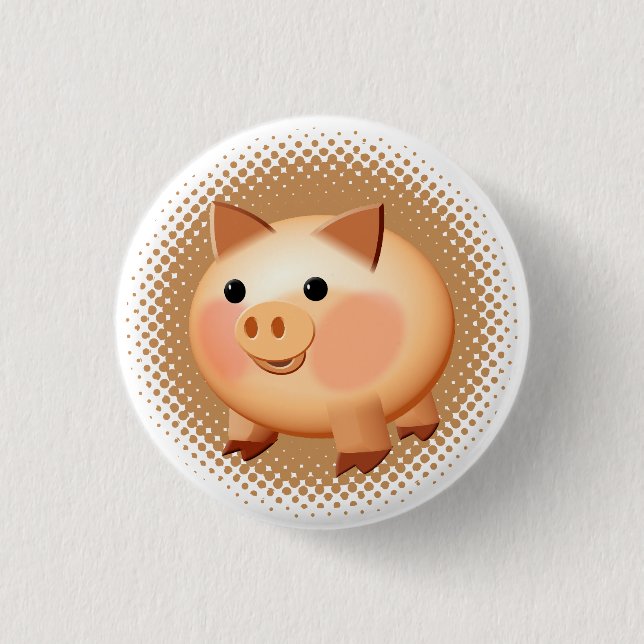 Cute Cartoon Baby Pig Button (Front)