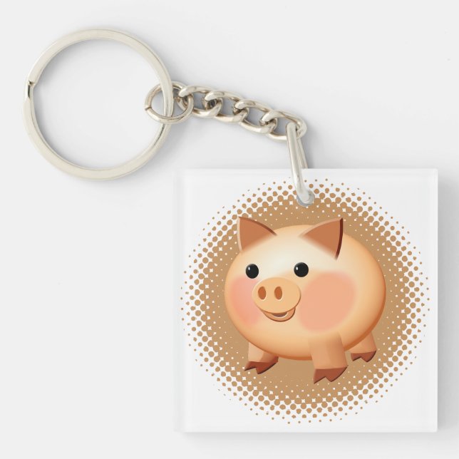 Cute Cartoon Baby Pig  Keychain (Front)
