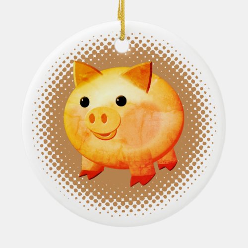 Cute Cartoon Baby Pig Painting Ceramic Ornament