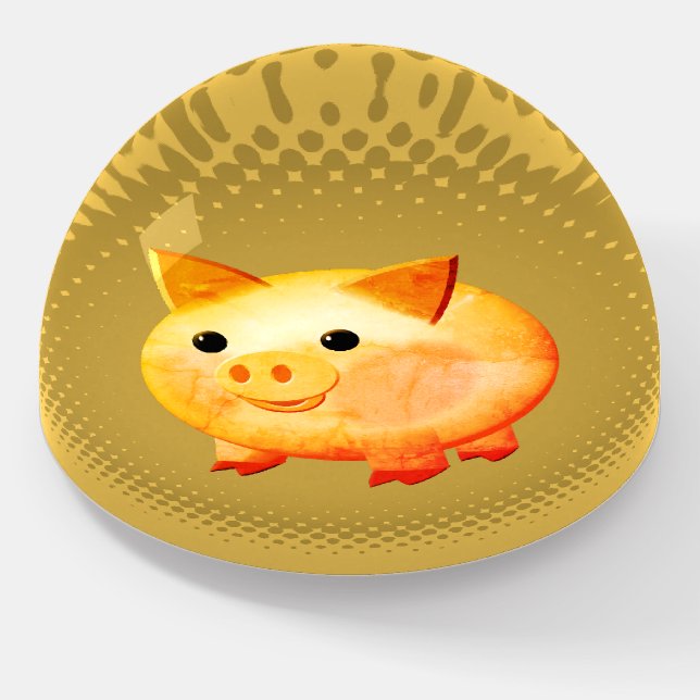 Cute Cartoon Baby Pig Painting Paperweight (Angled)