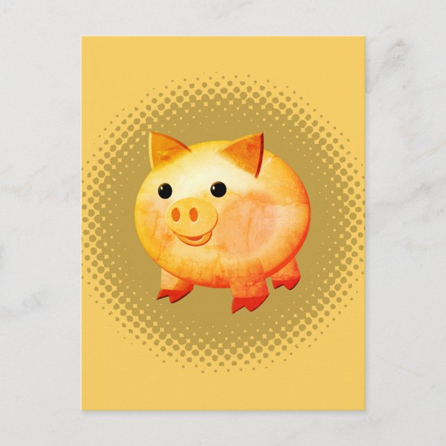 Cute Cartoon Baby Pig Painting Postcard (Front)