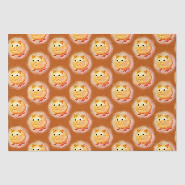 Cute Cartoon Baby Pig Painting Tissue Paper (Front)