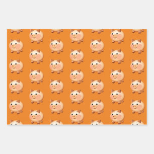 Cute Cartoon Baby Pig Pattern Wrapping Paper Sheets