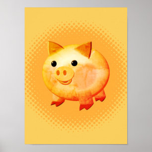 Cute Cartoon Baby Pig Poster