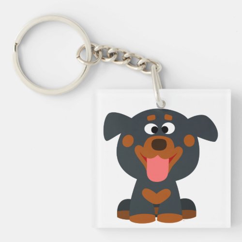 Cute Cartoon Baby Rottweiler Acrylic Keychain