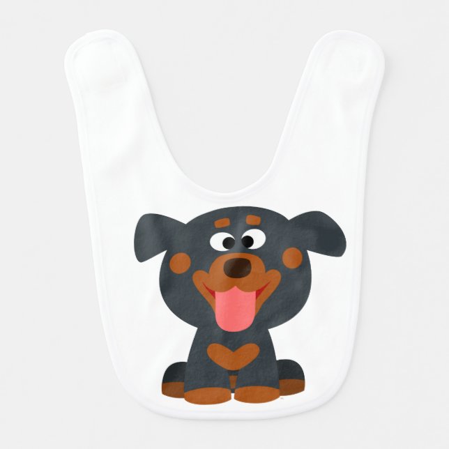 Cute Cartoon Baby Rottweiler Baby Bib (Front)