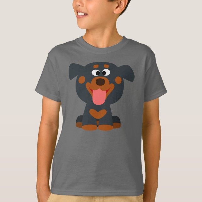 Cute Cartoon Baby Rottweiler Children T-Shirt (Front)