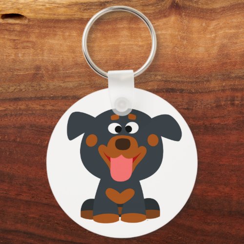 Cute Cartoon Baby Rottweiler Keychain