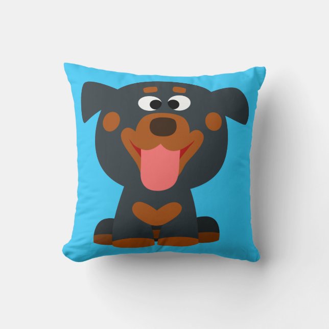 Cute Cartoon Baby Rottweiler Mojo Throw Pillow (Front)