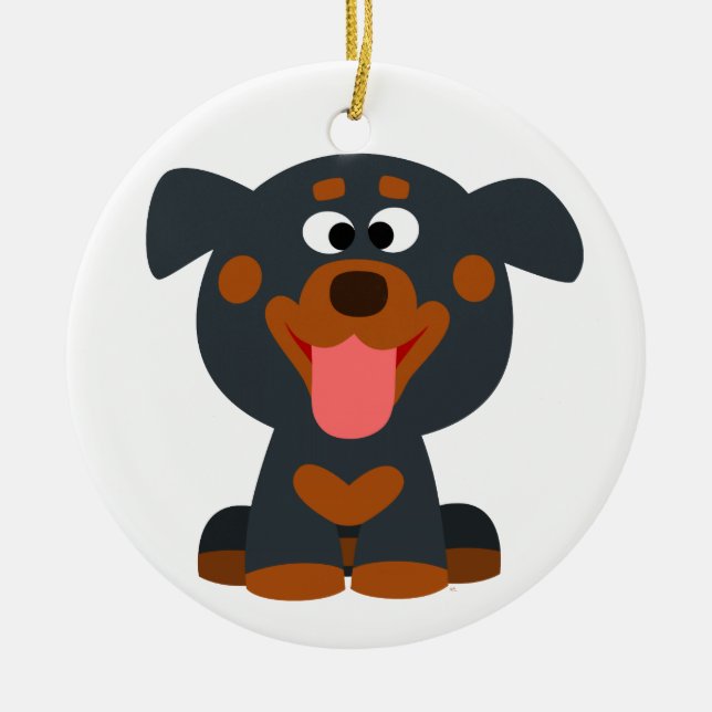 Cute Cartoon Baby Rottweiler Ornament (Front)