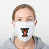 Cute Cartoon Baby Rottweiler White Cotton Face Mask (Worn)