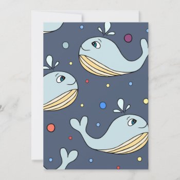 Cute Cartoon Baby Whale Blue Holiday Card by TheSillyHippy at Zazzle
