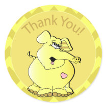Cute Cartoon Baby Yellow Elephant - Thank You Classic Round Sticker