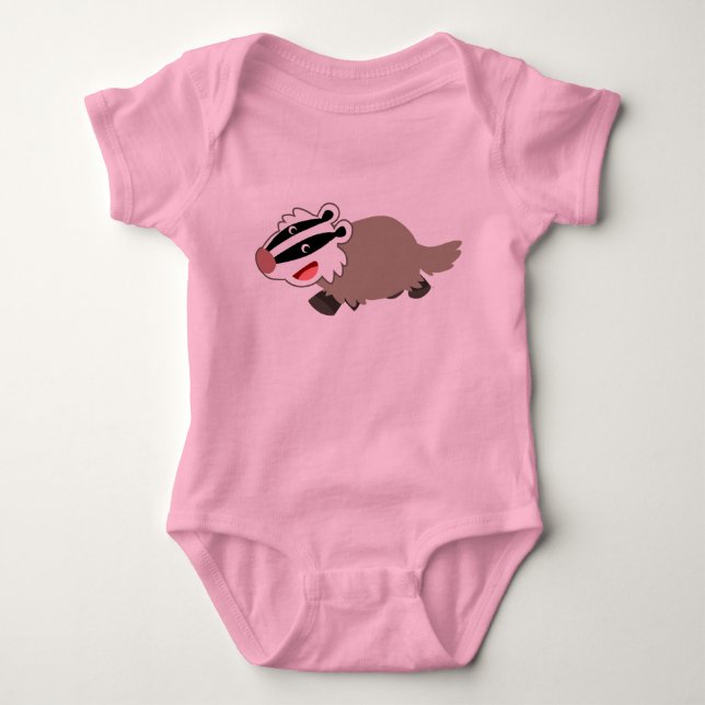 Cute Cartoon Badger Baby Clothing Baby Bodysuit (Front)