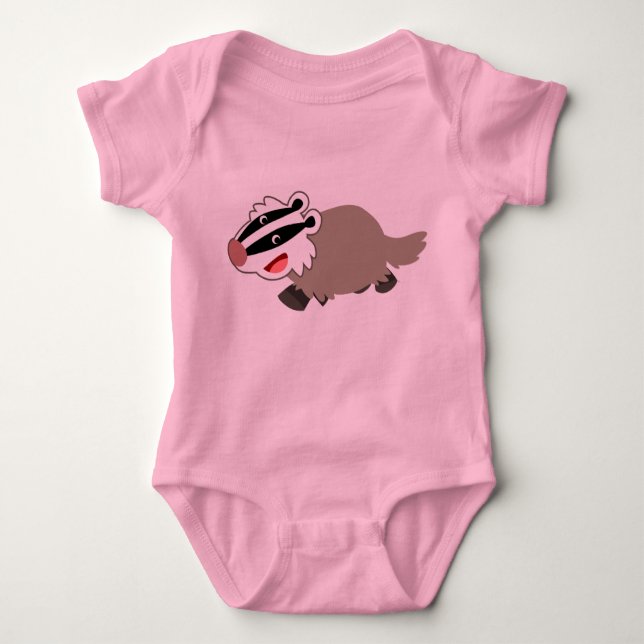Cute Cartoon Badger Baby Clothing Bodysuit (Front)