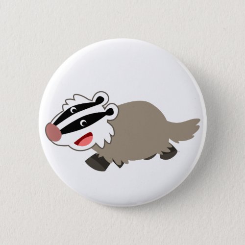 Cute Cartoon Badger Button Badge