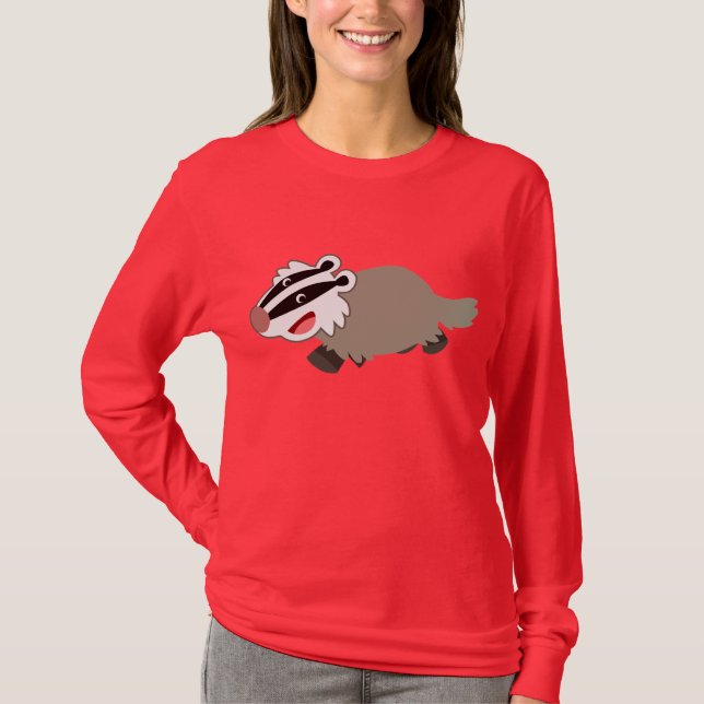 Cute Cartoon Badger Women T-Shirt (Front)