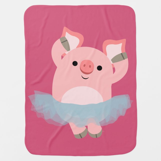 Cute Cartoon Ballerina Pig Baby Blanket (Front)