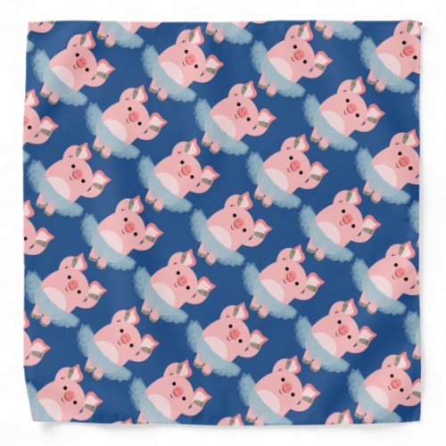 Cute Cartoon Ballerina Pig Bandana