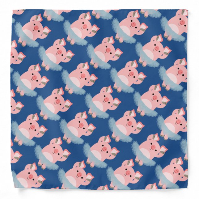 Cute Cartoon Ballerina Pig Bandana (Front)