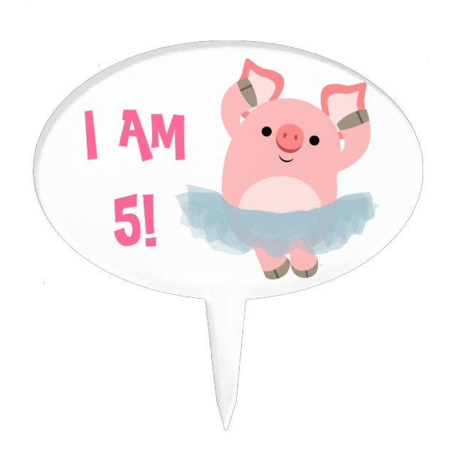 Cute Cartoon Ballerina Pig Cake Topper (Front)
