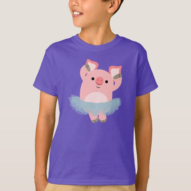 Cute Cartoon Ballerina Pig Children T-Shirt (Front)