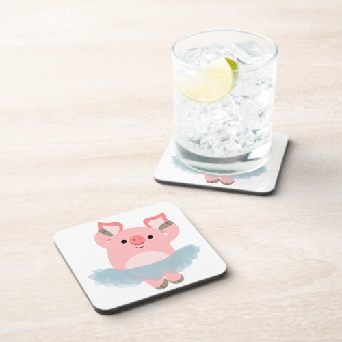 Cute Cartoon Ballerina Pig Coasters Set