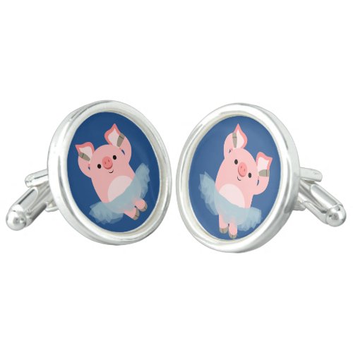 Cute Cartoon Ballerina Pig Cufflinks