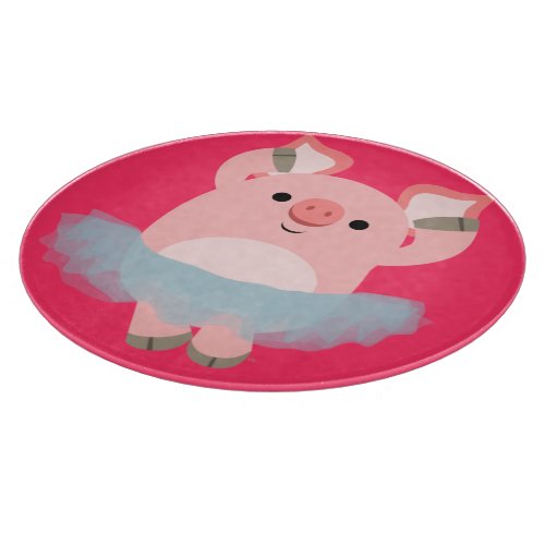 Cute Cartoon Ballerina Pig Cutting Board