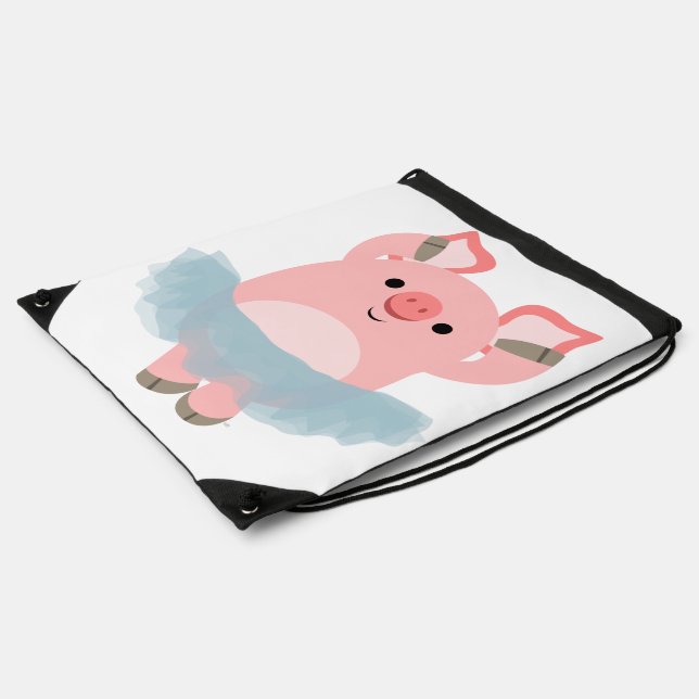 Cute Cartoon Ballerina Pig Drawstring Back Pack Bag (Side)