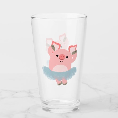 Cute Cartoon Ballerina Pig Glass