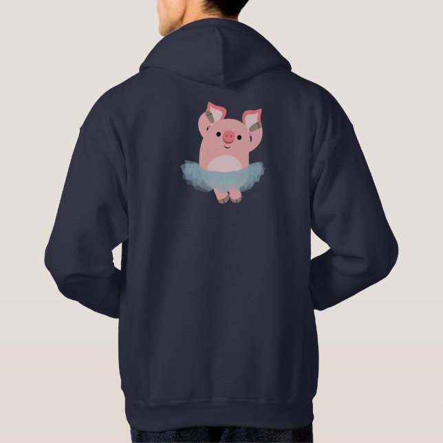 Cute Cartoon Ballerina Pig Hoodie (Back)