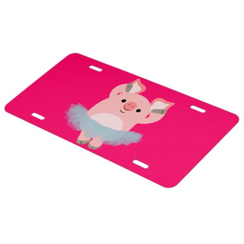 Cute Cartoon Ballerina Pig License Plate Cover